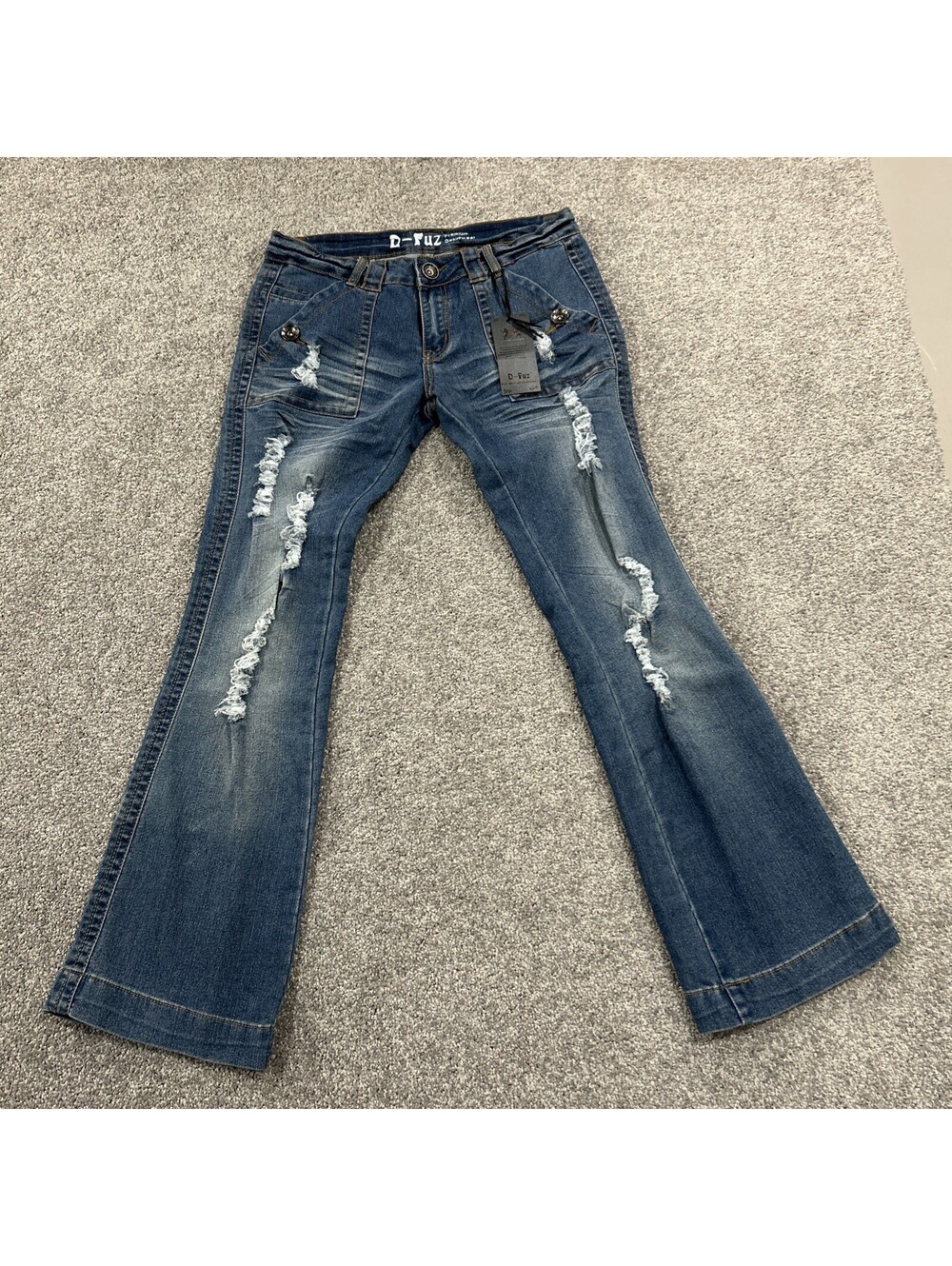 NWT D-Fuz Y2K Bootcut Flare Distressed Jeans Women’s Bellbottom Denim